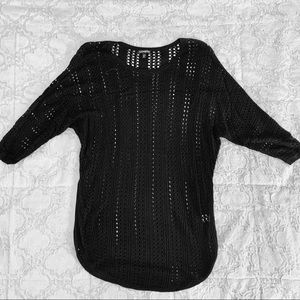 Express Black Open Knit Tunic Sweater